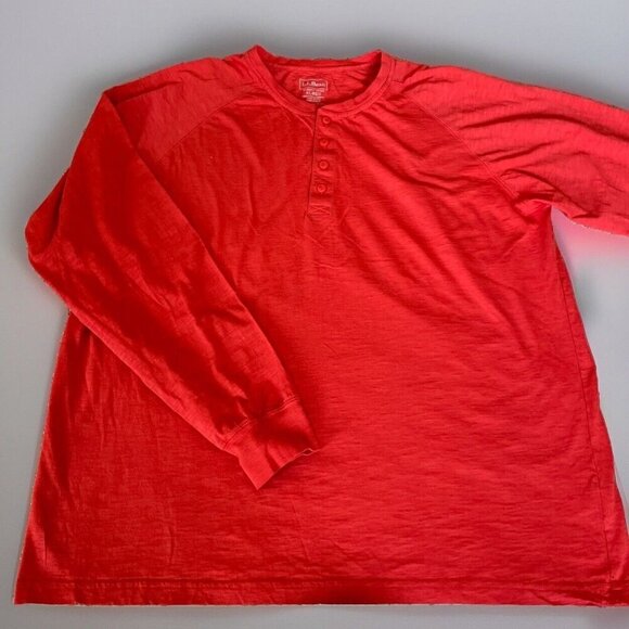 L.L. BEAN Slightly Fitted Henley Men's X-Large Reg Red Raglan Sleeves Colorful - Picture 1 of 7